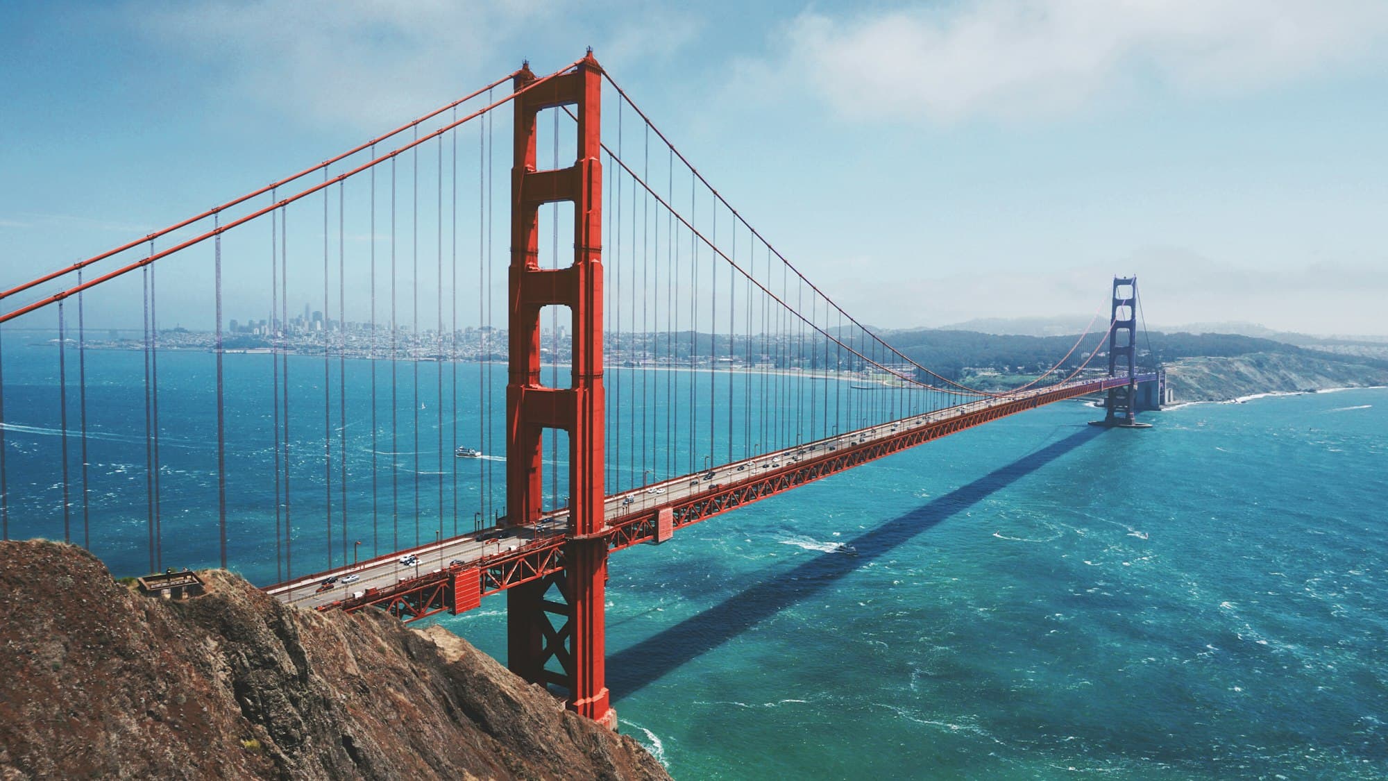 Golden Gate Bridge above the fog, San Francisco
