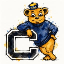 Ink and watercolor Cal bear for the University of California, Berkeley