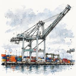 Ink and watercolor of a Port of Oakland crane