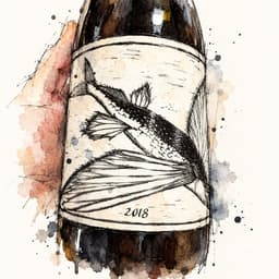 Ink and watercolor wine bottle